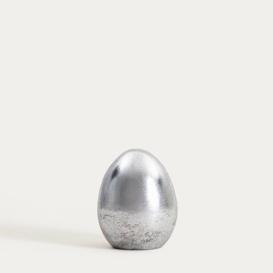 Figurka DESO Silver Small Egg Decorative Easter Ornament 10x12.7 cm