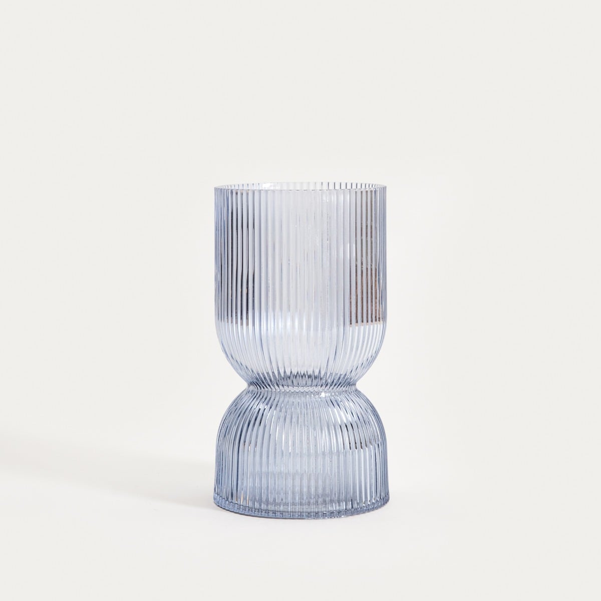 Wazon LIMPID Ribbed Blue Glass Vase 20 cm