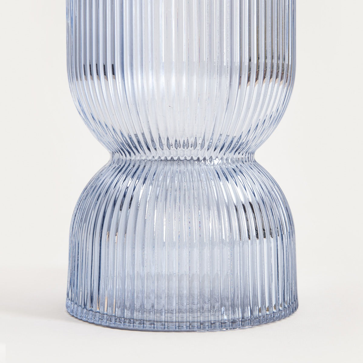 Wazon LIMPID Ribbed Blue Glass Vase 20 cm