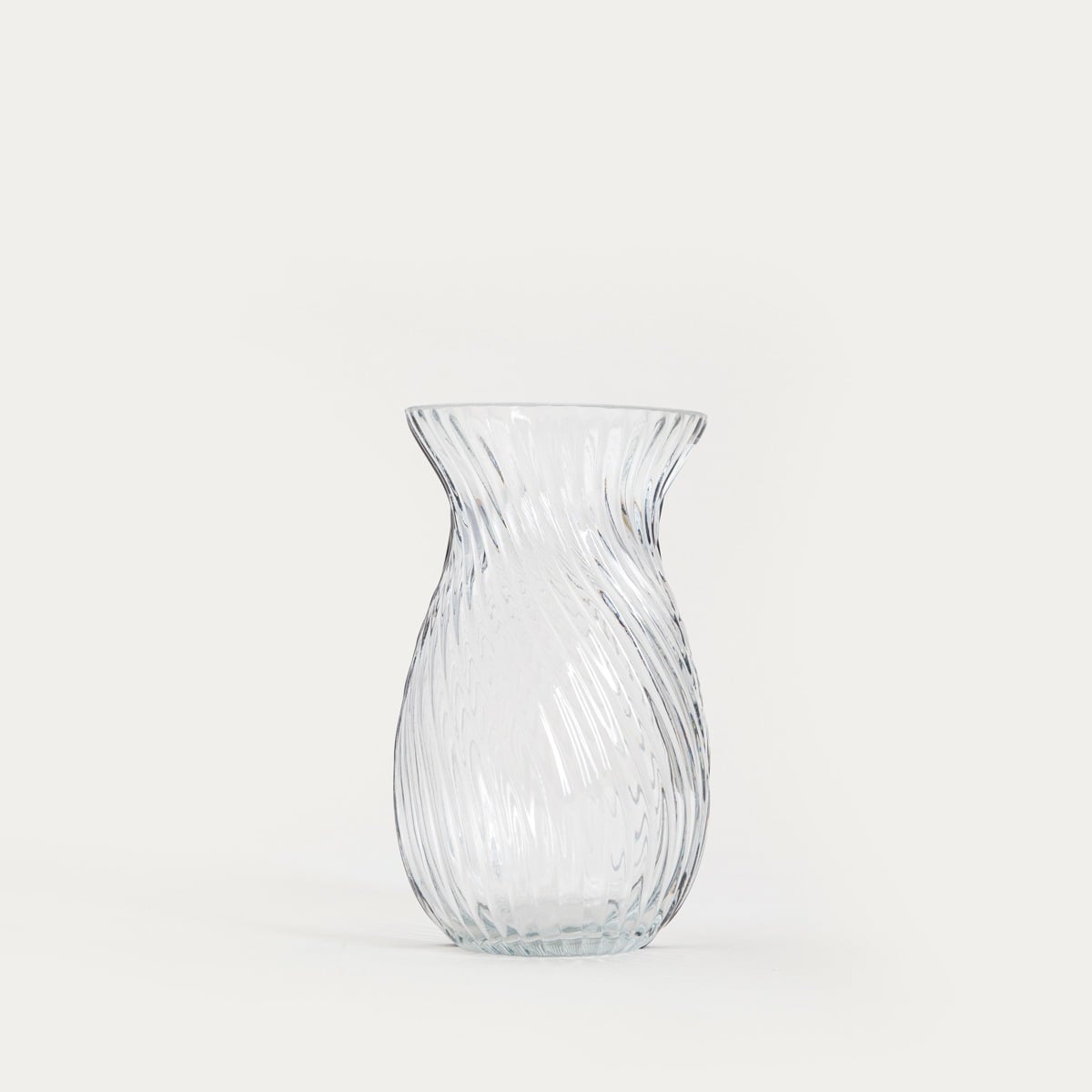 YUUE Fluted Transparent Glass Vase 12x20.5 cm