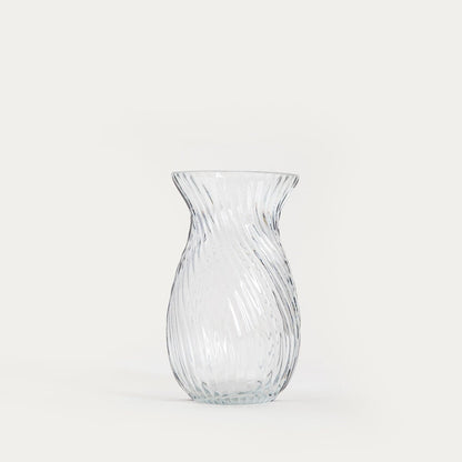 YUUE Fluted Transparent Glass Vase 12x20.5 cm