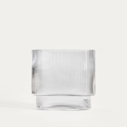 Wazon AMER Transparent Ribbed Glass Vase 20x10x18.5 cm
