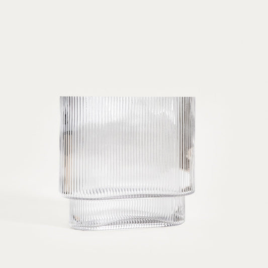 Wazon AMER Transparent Ribbed Glass Vase 20x10x18.5 cm