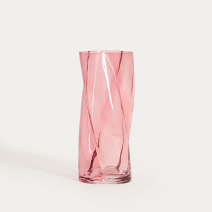 RAYA Twisted Pink Glass Vase 26cm