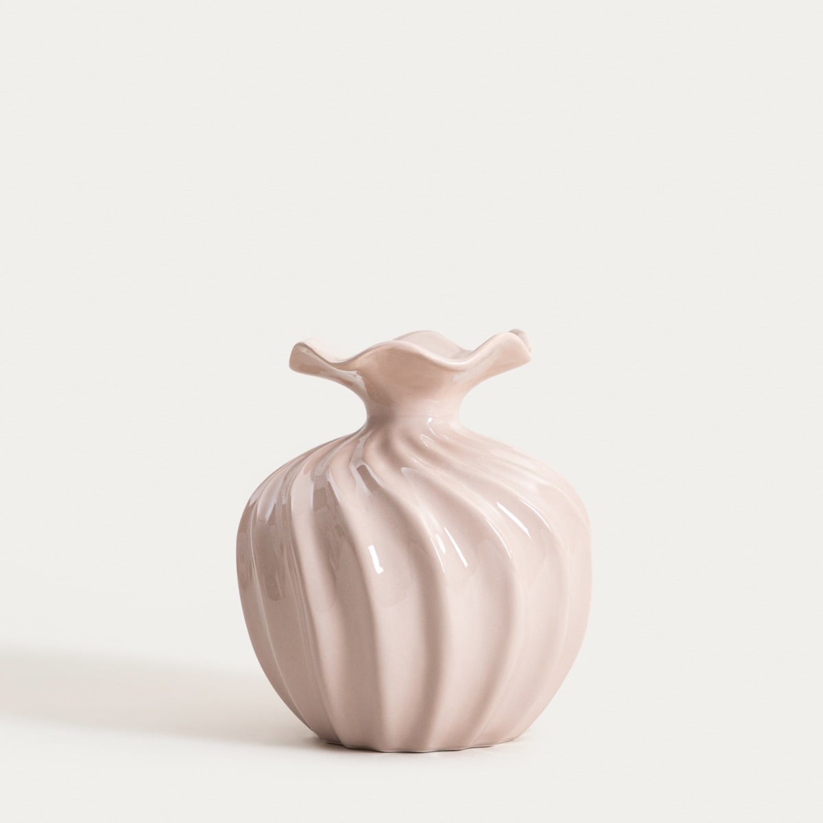 Wazon AURELIA Beige Ceramic Vase with Wavy Top 17x17x19 cm