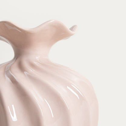 Wazon AURELIA Beige Ceramic Vase with Wavy Top 17x17x19 cm