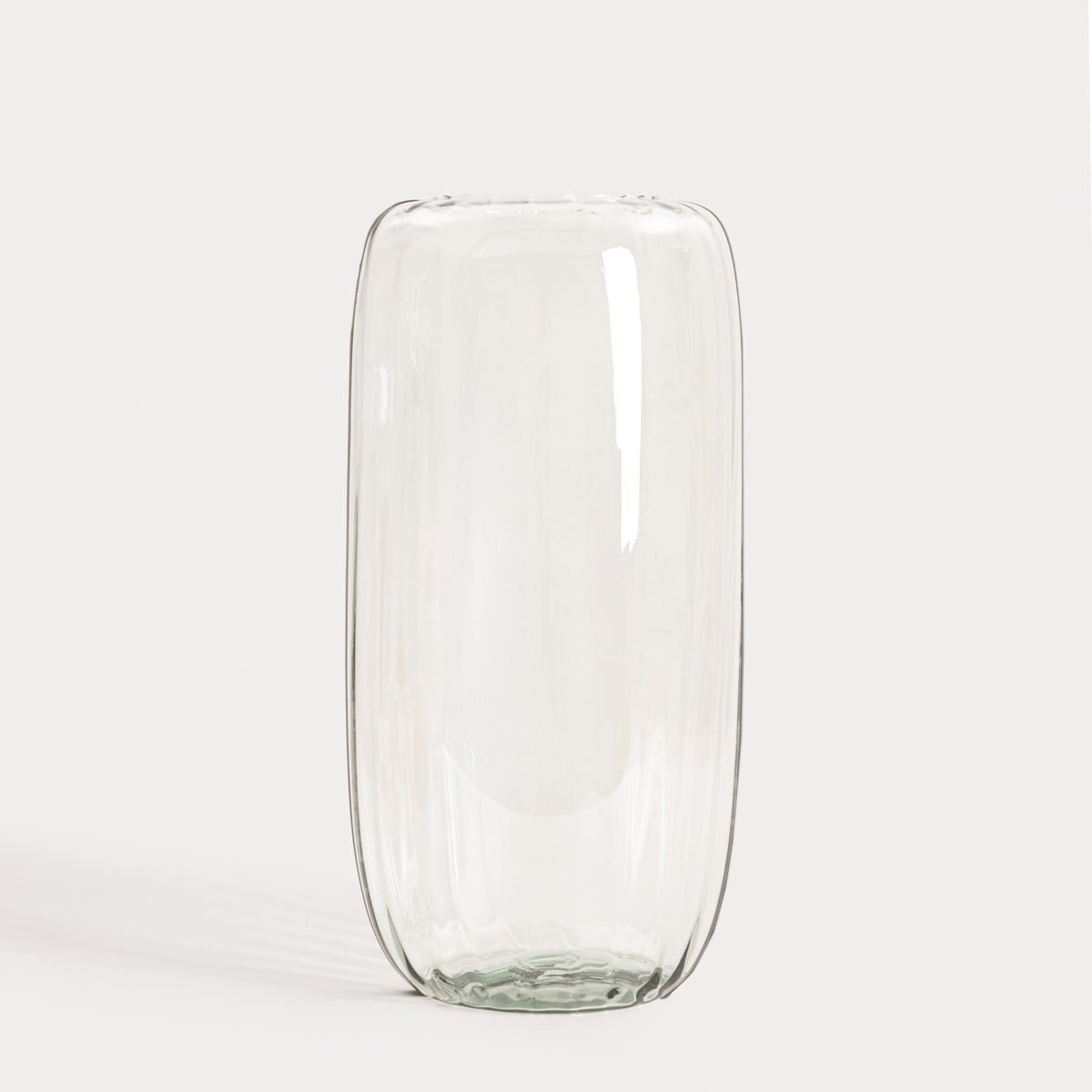 Wazon LUKI Transparent Fluted Vase Made from Recycled Glass 13x45 cm