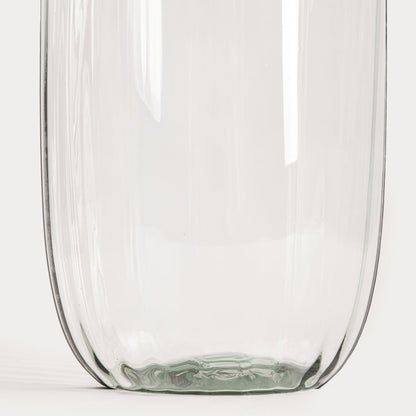 Wazon LUKI Transparent Fluted Vase Made from Recycled Glass 13x45 cm
