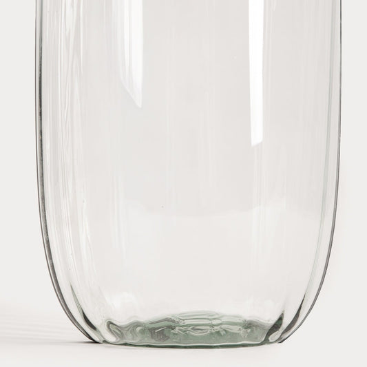 LUKI Transparent Fluted Vase Made from Recycled Glass 13x45 cm