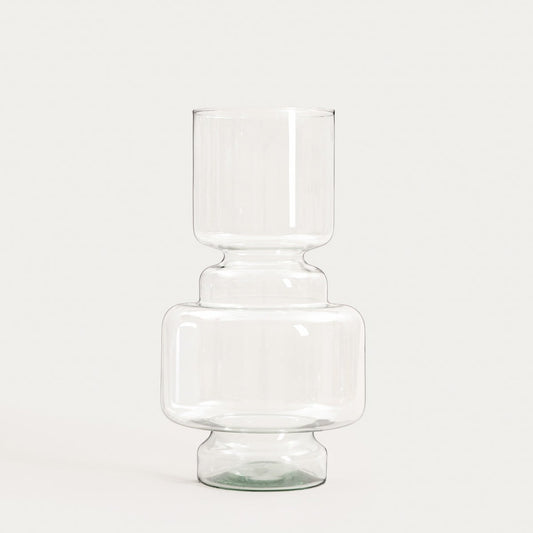 Wazon LUKI Transparent Recycled Glass Vase 23x42x42 cm