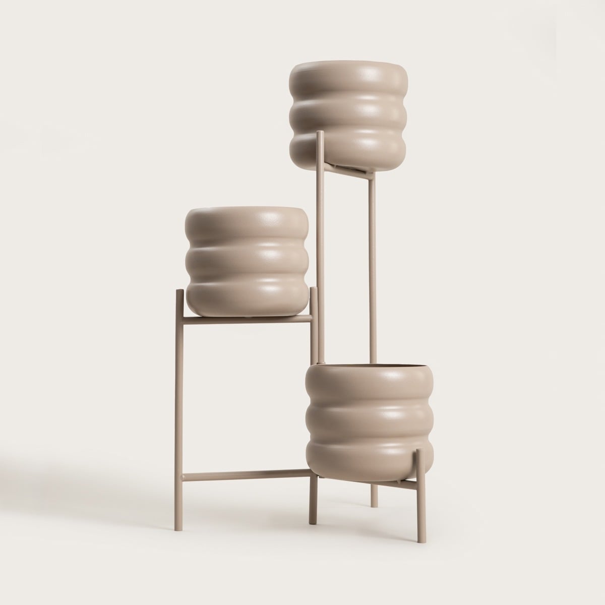 BUUBLE Triple Beige Flowerbed 36x25x60 cm - 3-Tier Metal Plant Stand