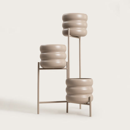 BUUBLE Triple Beige Flowerbed 36x25x60 cm - 3-Tier Metal Plant Stand