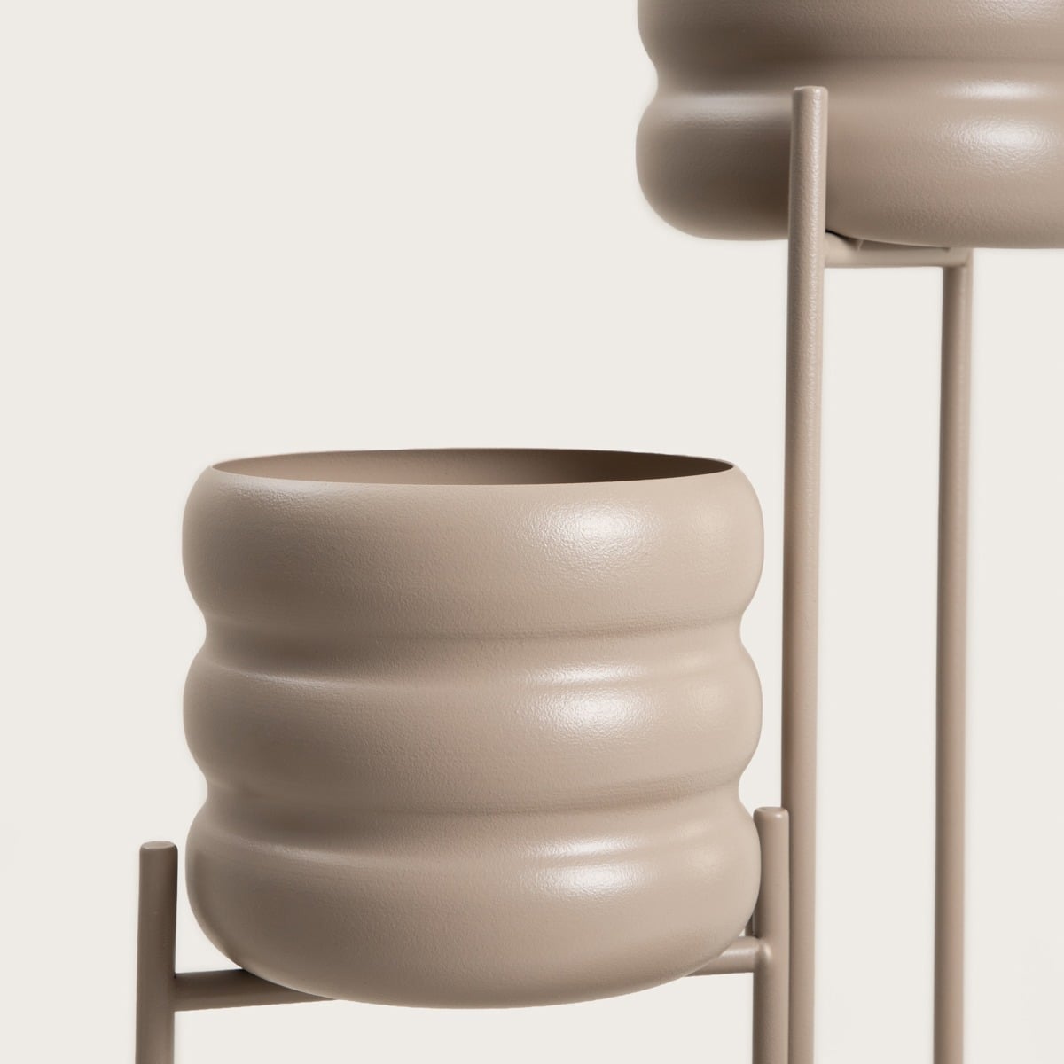 BUUBLE Triple Beige Flowerbed 36x25x60 cm - 3-Tier Metal Plant Stand