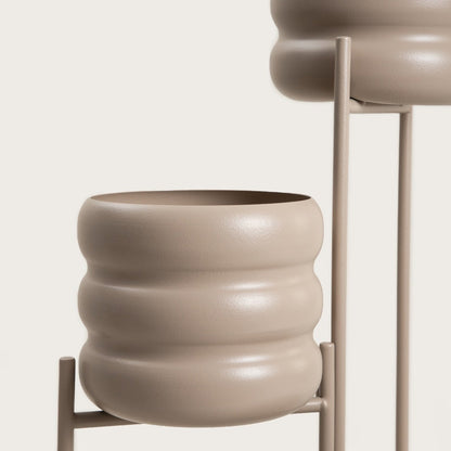BUUBLE Triple Beige Flowerbed 36x25x60 cm - 3-Tier Metal Plant Stand