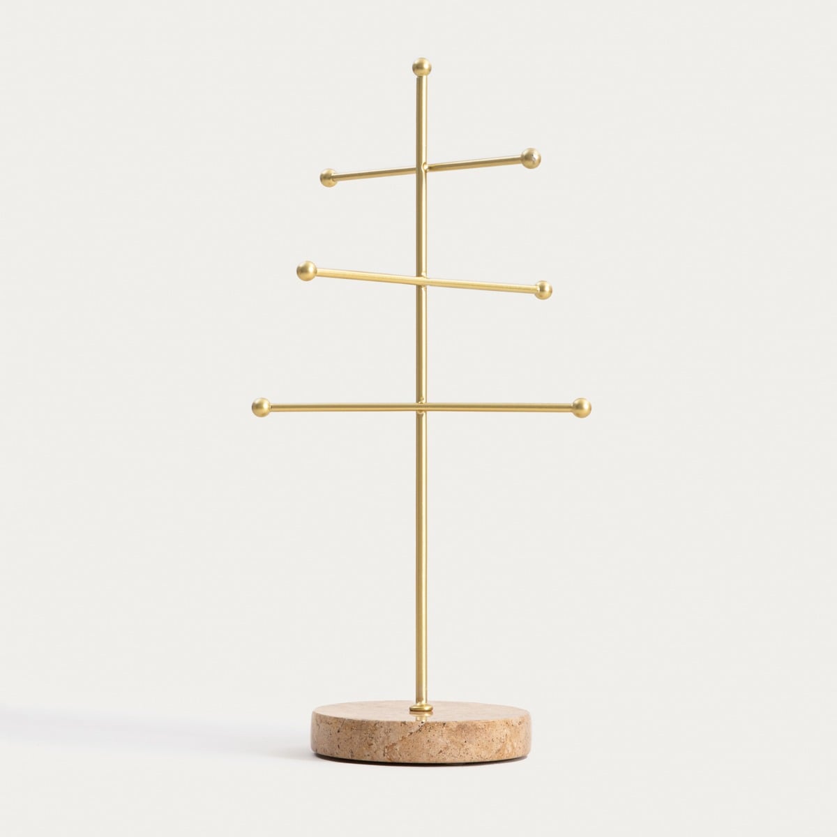 MARMURI Jewellery Holder Gold with Beige Marble Base