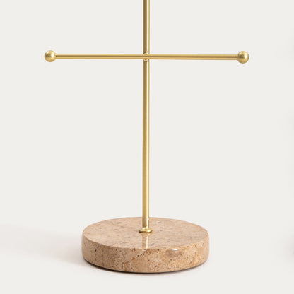 MARMURI Jewellery Holder Gold with Beige Marble Base