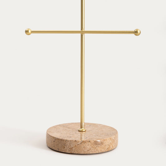 MARMURI Jewellery Holder Gold with Beige Marble Base