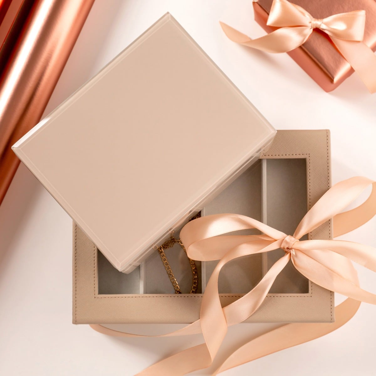 Jewelry box AERLA Glass Jewelry Box Beige 19x15x8 cm
