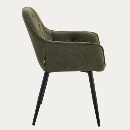 Chair FUSSY Olive Green Upholstered Chair in Polyester Fabric