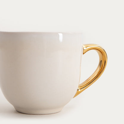 VINESS Beige Ceramic Mug with Gold Handle 0.4L