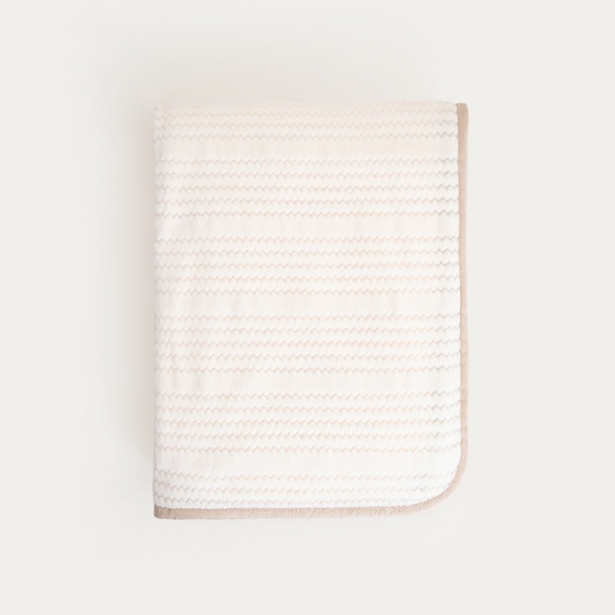 MAVRO Soft Ecru Blanket with Decorative Stitching and Edging 150x200cm