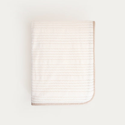 MAVRO Soft Ecru Blanket with Decorative Stitching and Edging 150x200cm