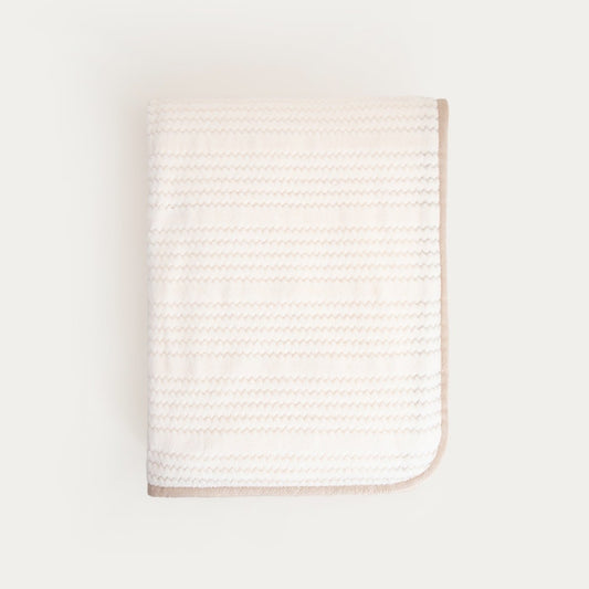 MAVRO Soft Ecru Blanket with Decorative Stitching and Edging 150x200cm