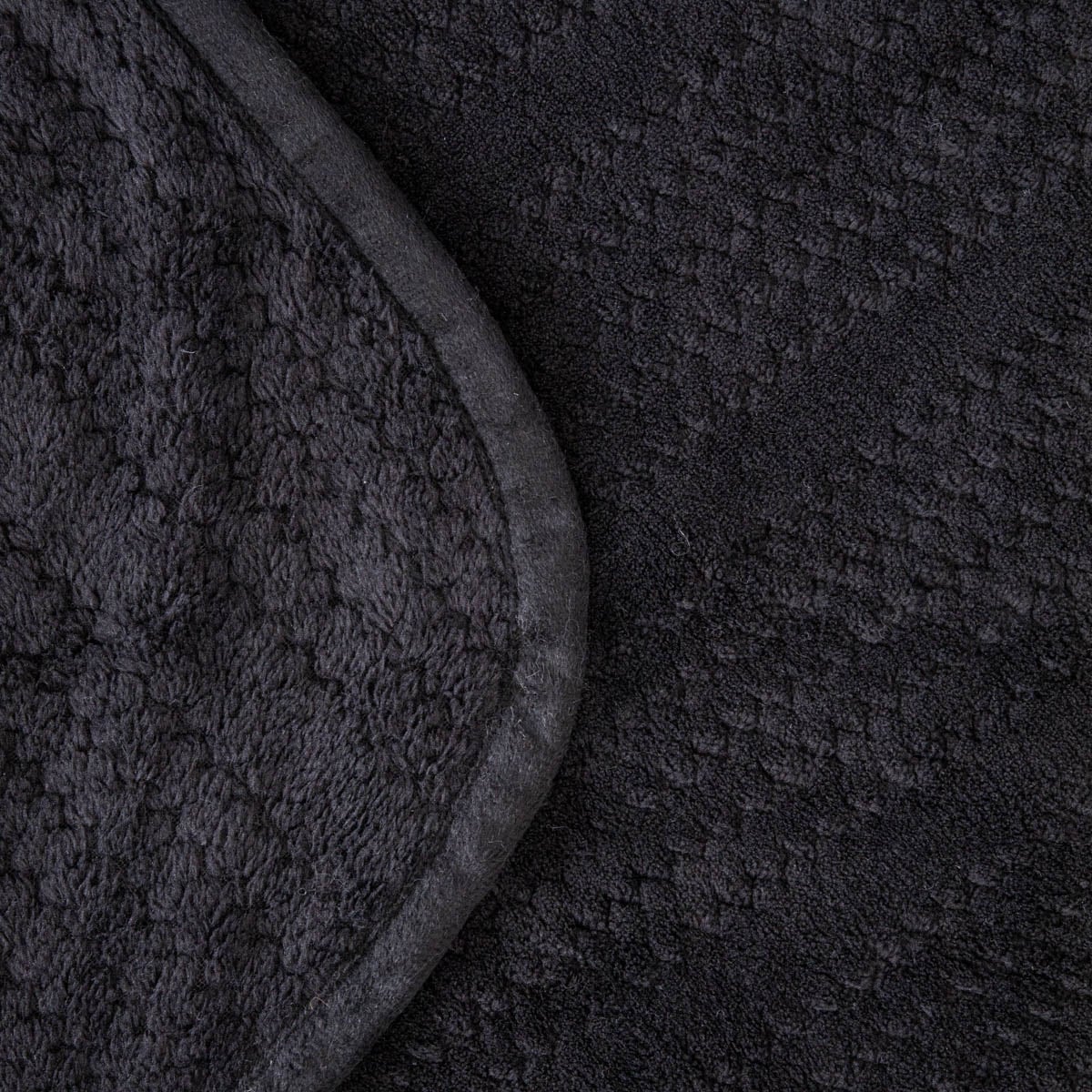 Koc MAVRO Soft Black Blanket with Decorative Stitching and Piping 150x200cm
