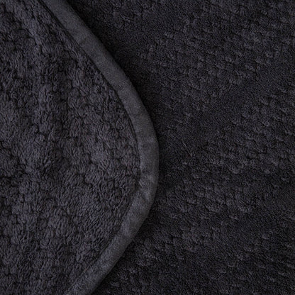 Koc MAVRO Soft Black Blanket with Decorative Stitching and Piping 150x200cm