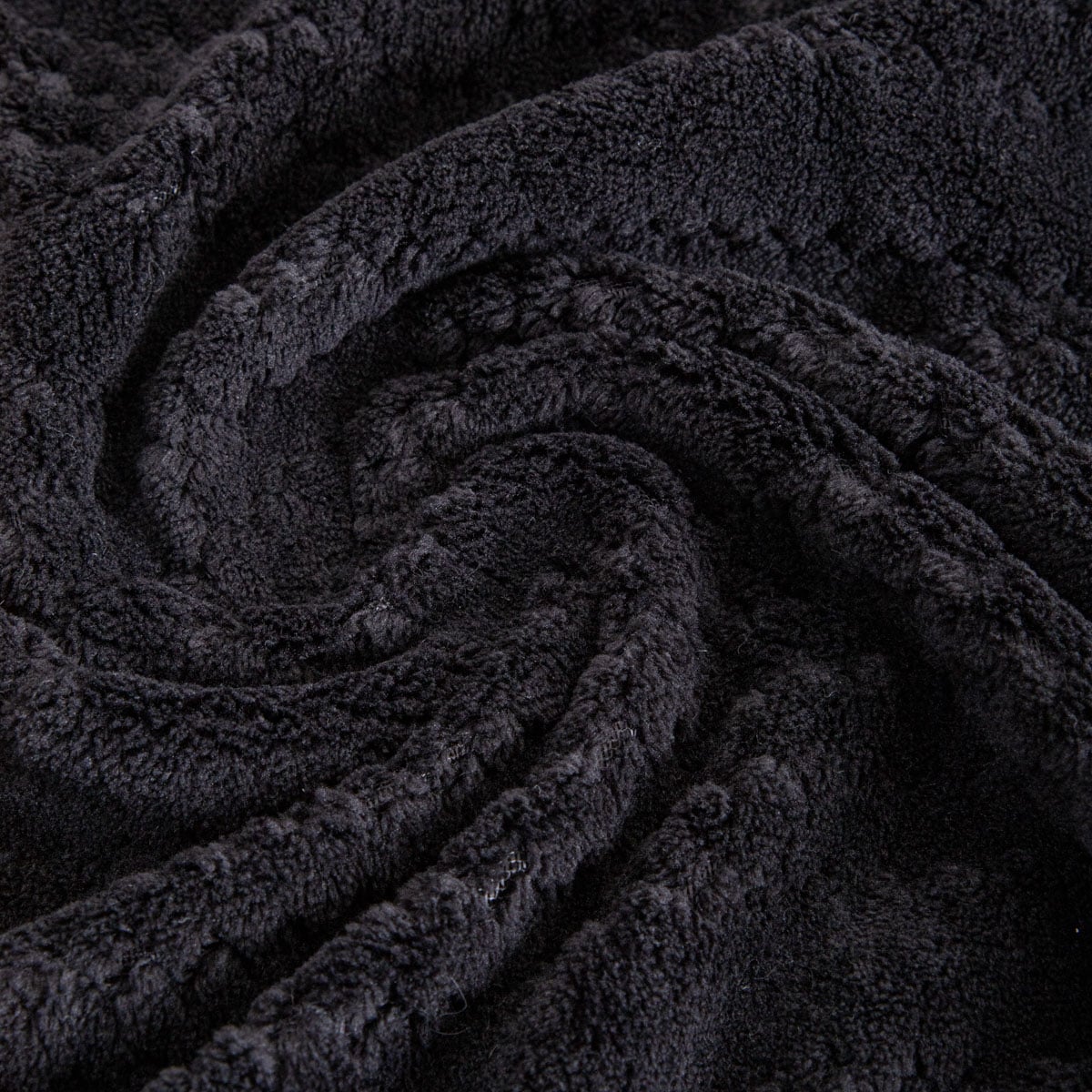 Koc MAVRO Soft Black Blanket with Decorative Stitching and Piping 150x200cm