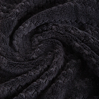 Koc MAVRO Soft Black Blanket with Decorative Stitching and Piping 150x200cm