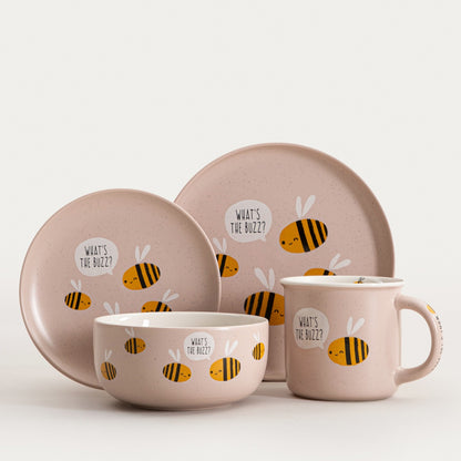 Plate ANNBEE Pink Bee Porcelain Plate 16 cm