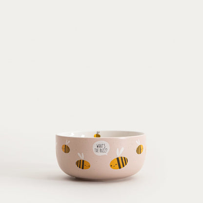Miska ANNBEE Pink Ceramic Bowl with Bee Motif - 13 cm Porcelain