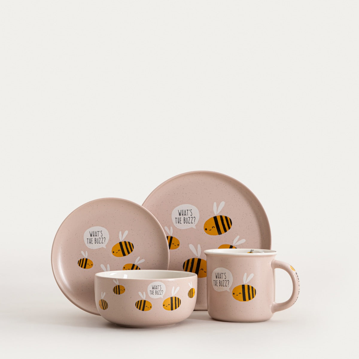 Miska ANNBEE Pink Ceramic Bowl with Bee Motif - 13 cm Porcelain