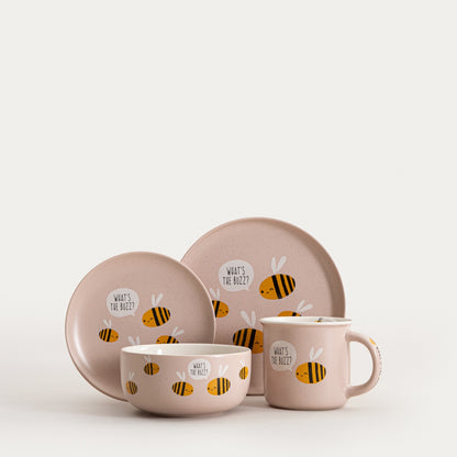 Miska ANNBEE Pink Ceramic Bowl with Bee Motif - 13 cm Porcelain