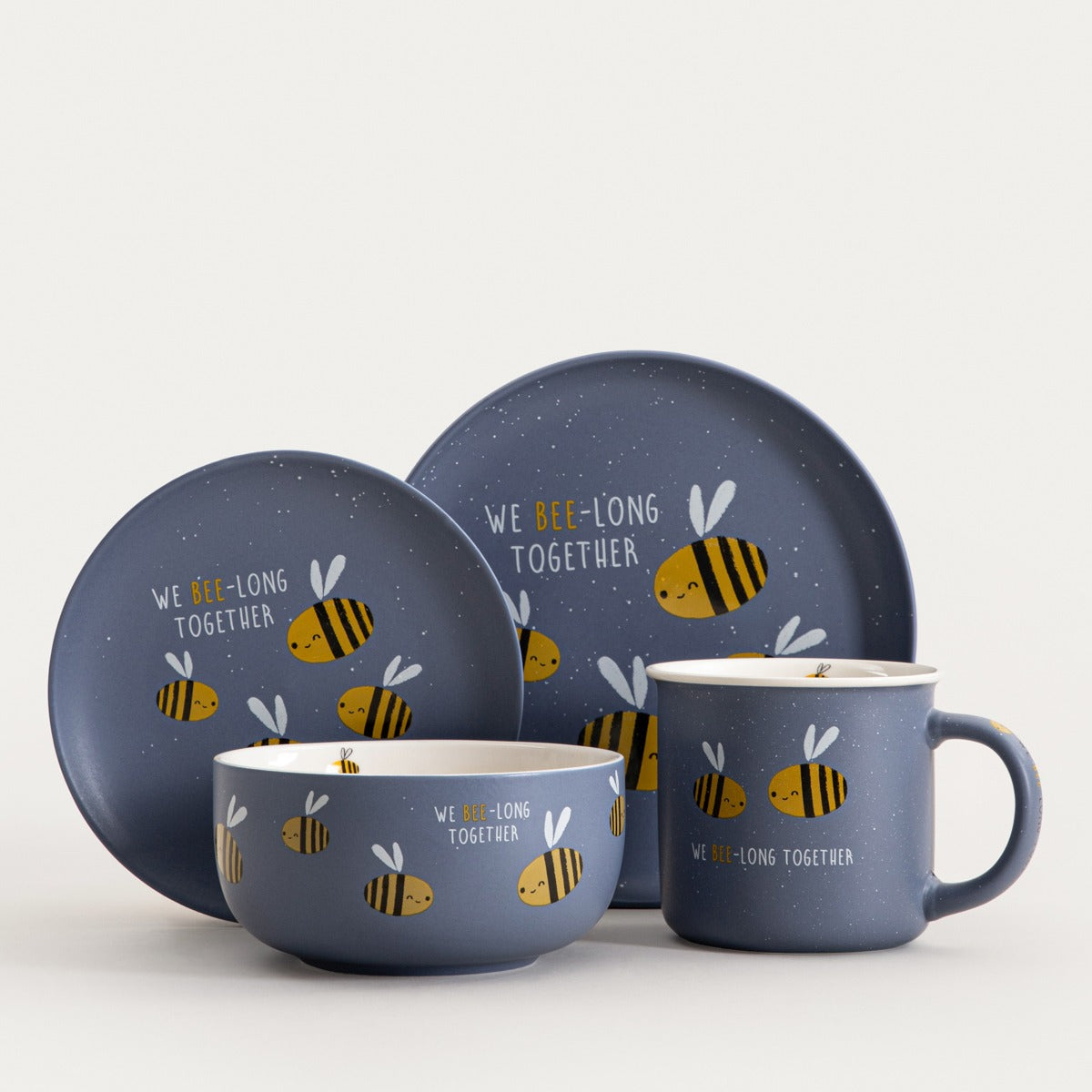 Plate ANNBEE Navy Blue Bee Motif Plate 19 cm Porcelain