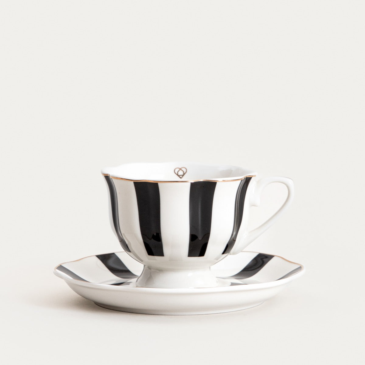 VELOS Black Striped Ceramic Cup with Saucer 0.15L