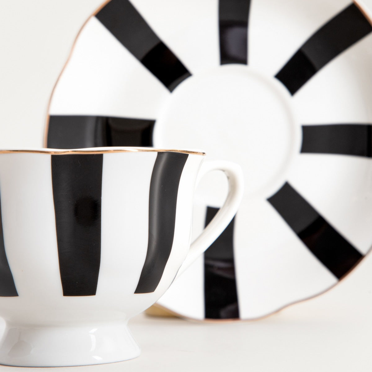 VELOS Black Striped Ceramic Cup with Saucer 0.15L