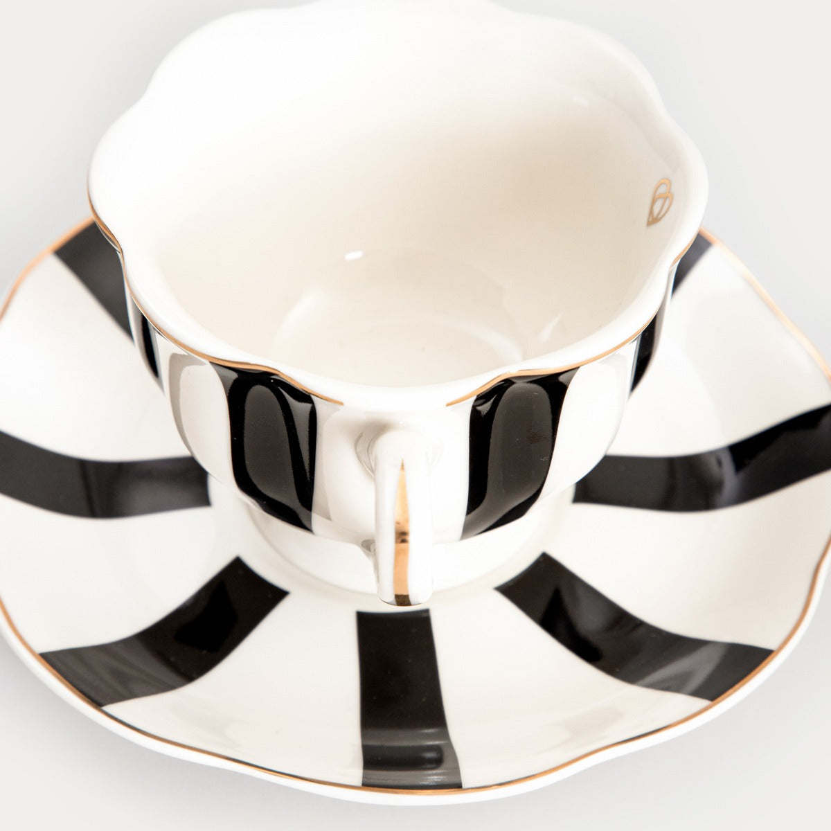 VELOS Black Striped Ceramic Cup with Saucer 0.15L