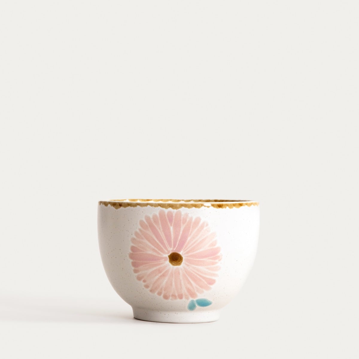 MEREN Ceramic Bowl with Pink Flower 14x10cm