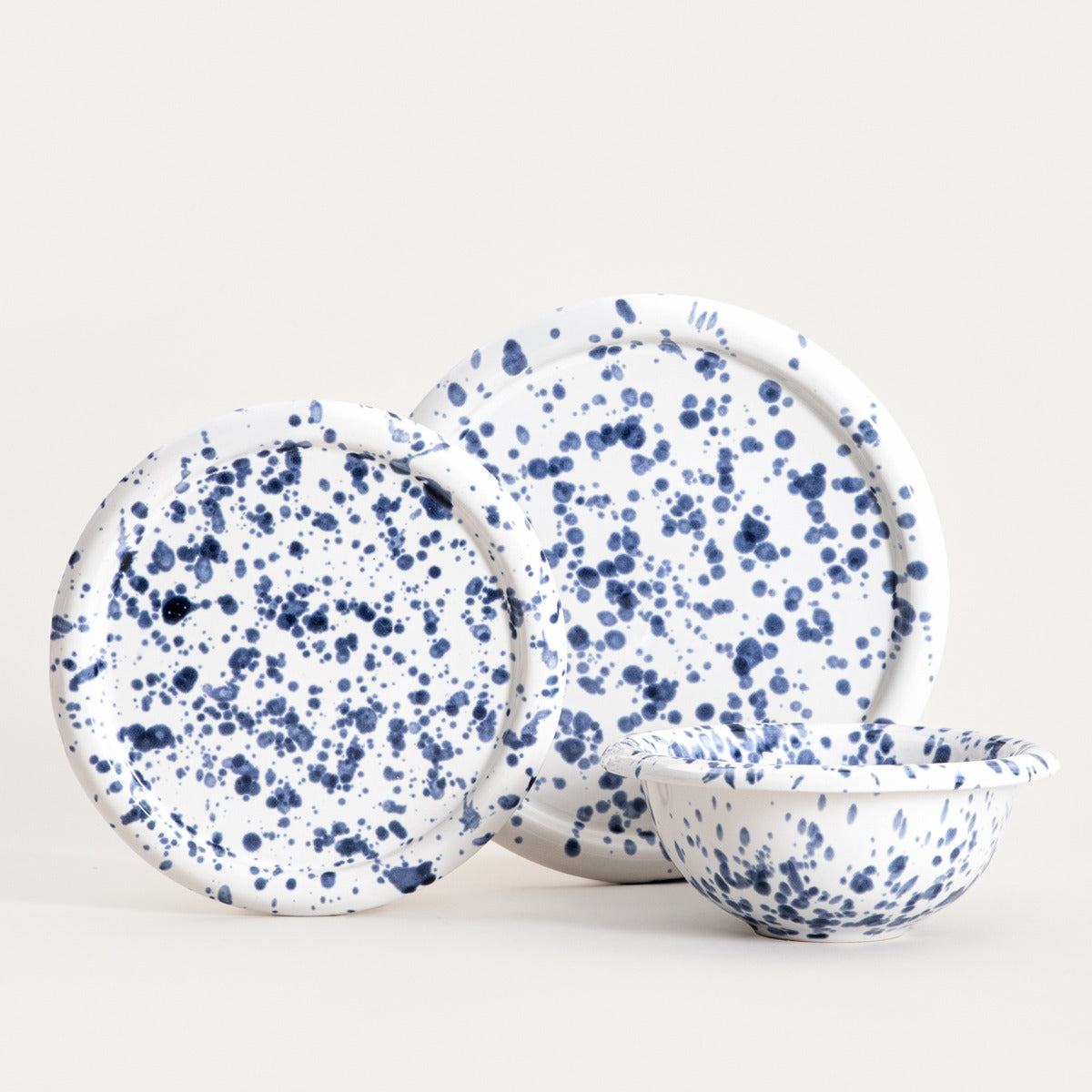 WILORA Spotted Navy Blue Ceramic Bowl 18x7 cm