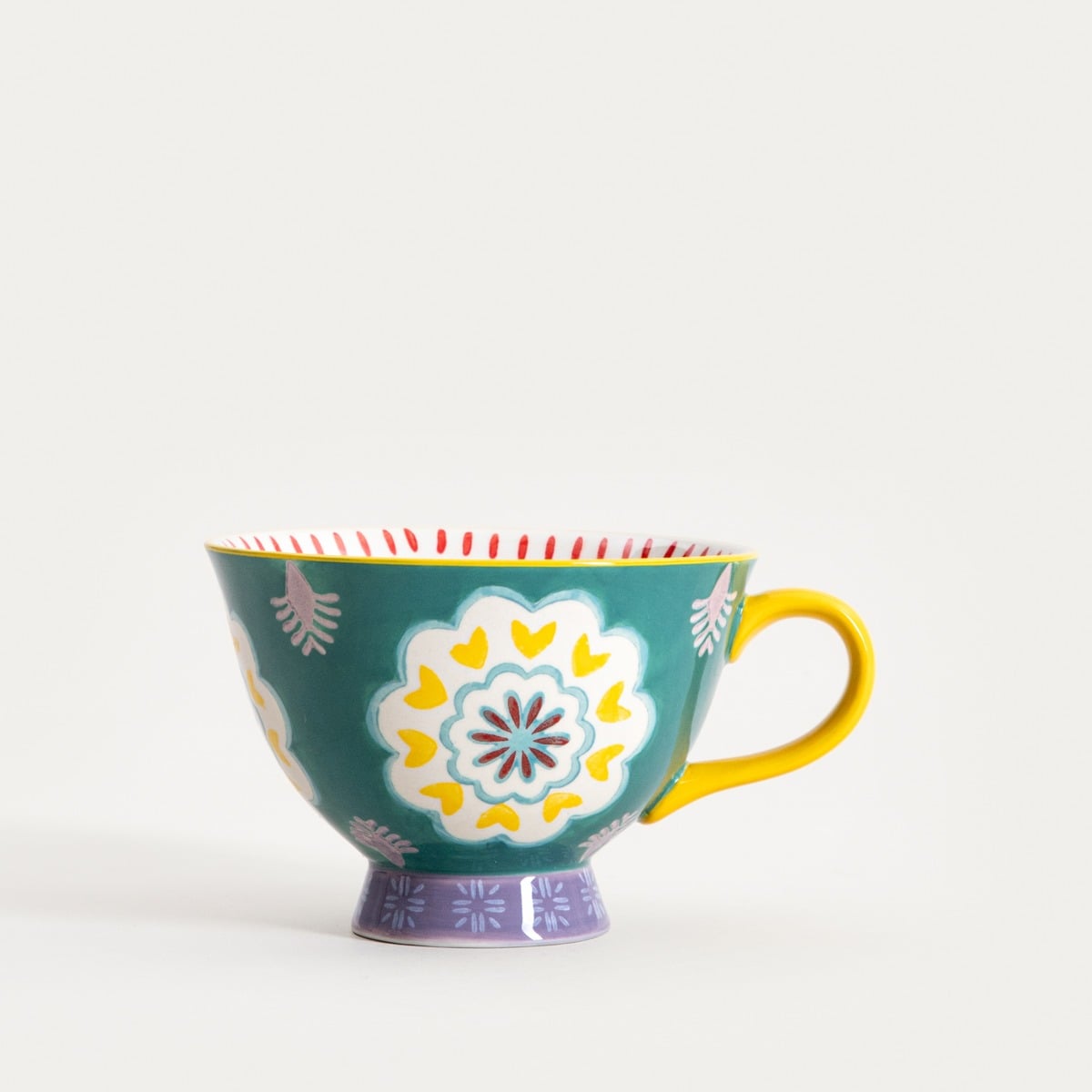 Mug SHILLA Hand-Painted Ceramic Mug with Yellow Handle 0.4L