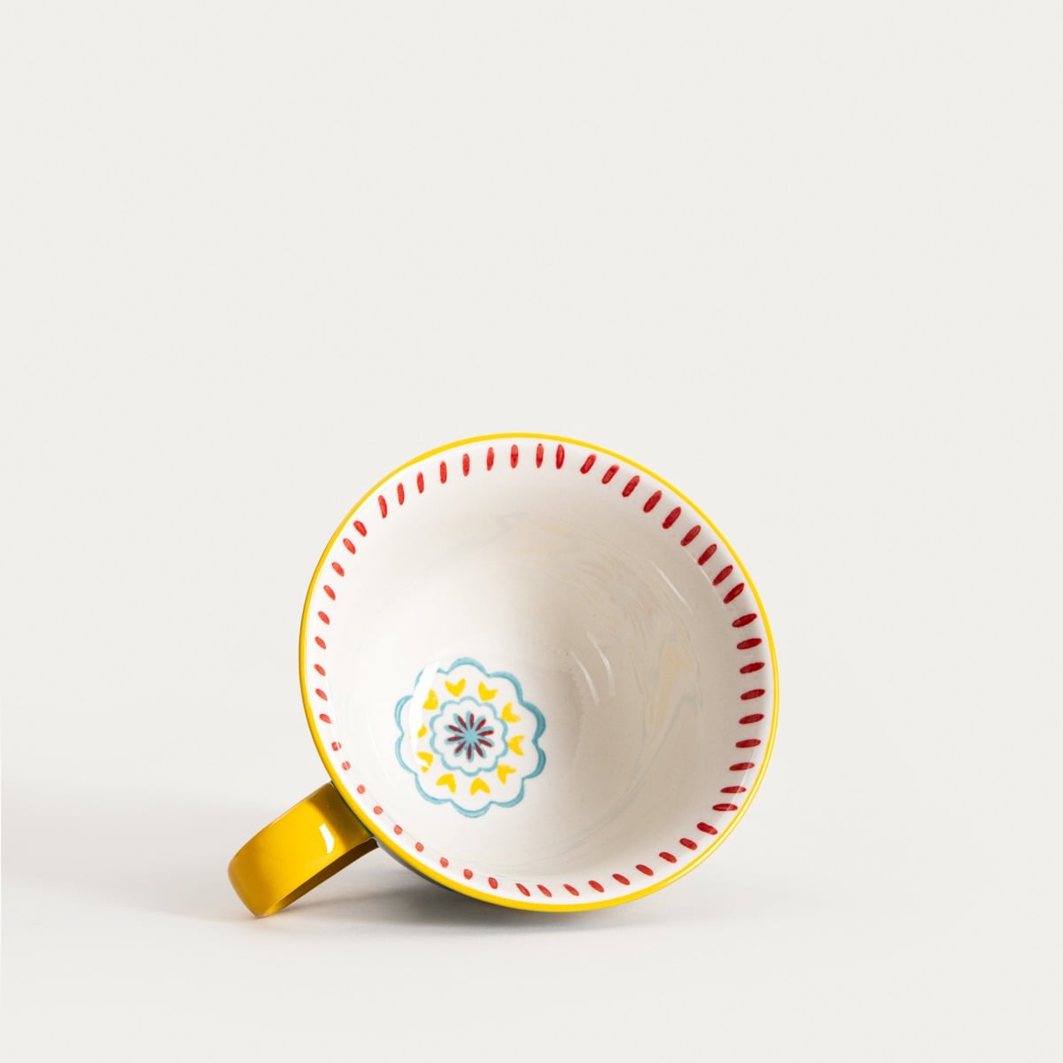 Mug SHILLA Hand-Painted Ceramic Mug with Yellow Handle 0.4L