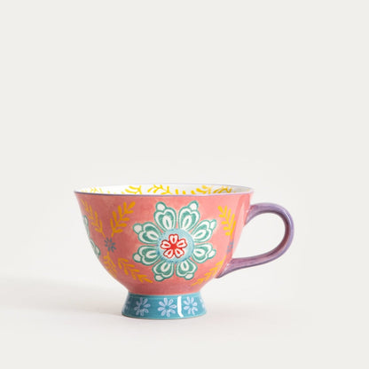 Mug SHILLA Hand-Painted Ceramic Mug with Purple Handle 0.4L