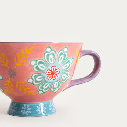 Mug SHILLA Hand-Painted Ceramic Mug with Purple Handle 0.4L