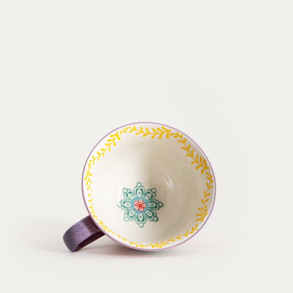 Mug SHILLA Hand-Painted Ceramic Mug with Purple Handle 0.4L