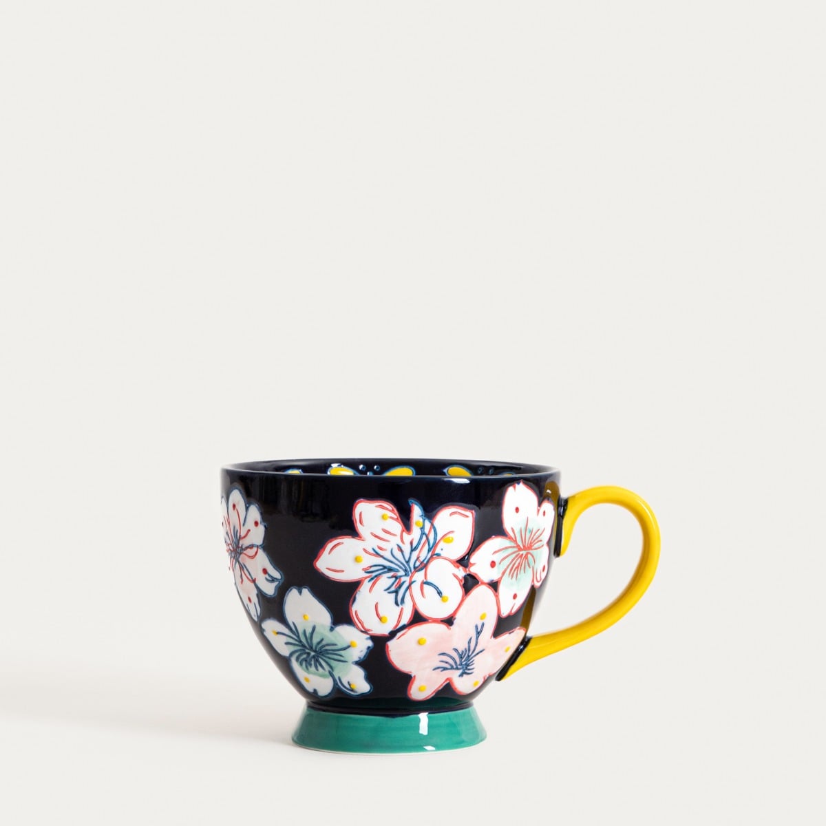 SALVA Hand-Painted Navy Blue Ceramic Mug 0.4L