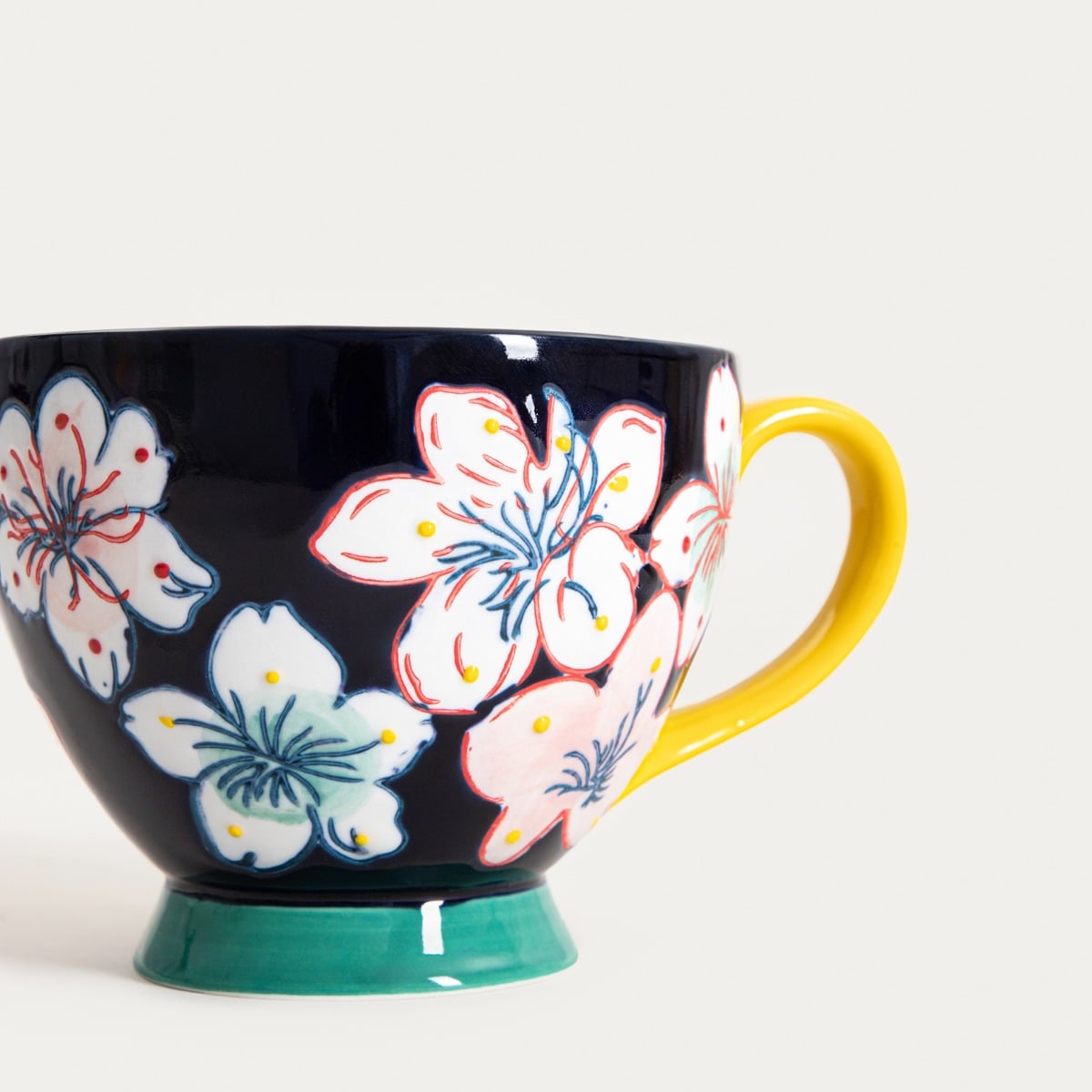 SALVA Hand-Painted Navy Blue Ceramic Mug 0.4L