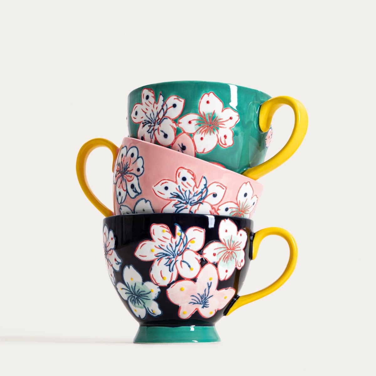 SALVA Hand-Painted Navy Blue Ceramic Mug 0.4L