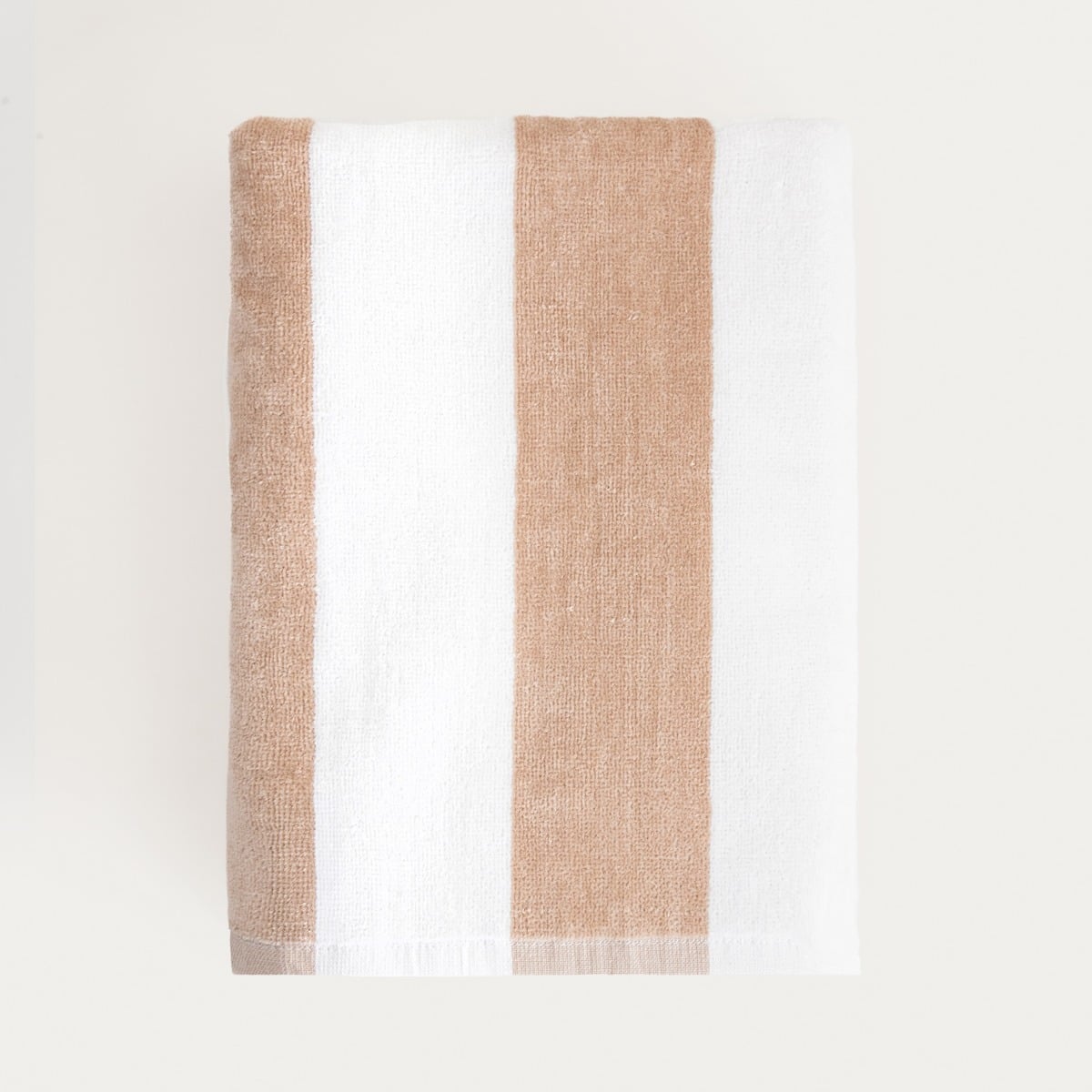 LAWENA White and Beige Striped Cotton Towel 70x130 cm